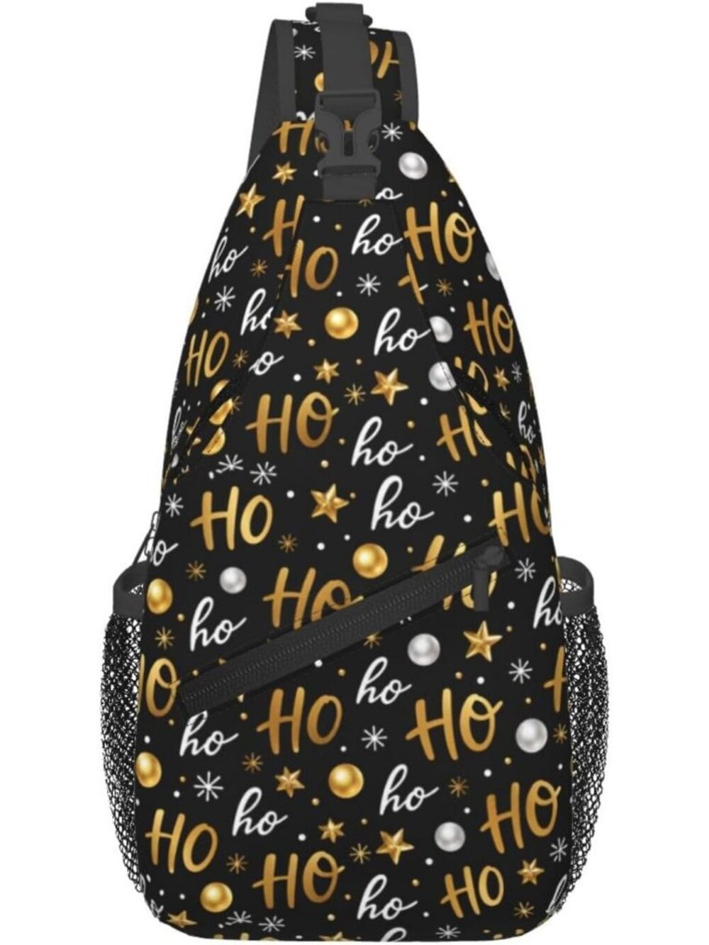 Unisex Black Gold Christmas Halloween Thanksgiving For Travel Sling Backpack